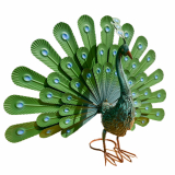 Peacock in coloured metal